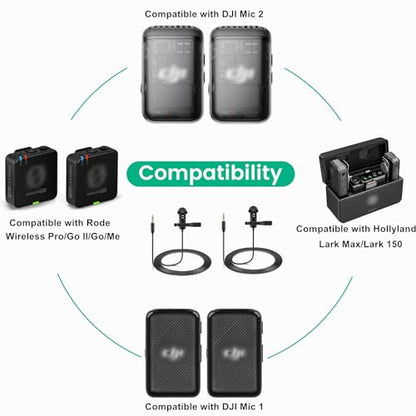 2-Pack Lavalier Microphone for DJI Mic 2 & Rode Wireless Pro Transmitters | Omnidirectional Lav Lapel Wearable Mic for Vlog Interview Streaming Lectures Broadcasters - color: Regular Version