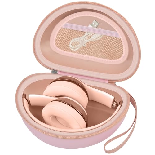 COMECASE Case for Beats Solo 4/Studio Pro Headphones with Mesh Pocket | Water-Resistant Hard Shell, Mesh Pocket for Cables, Travel Storage, Fits Solo 2/3, Solo Pro and Studio3, Cloud Pink, Bag Only - color: Pink
