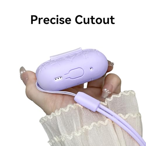 Compatible with AirPods Pro 2 Case USB C, Flower Engraved Cute Silicone Protective Case Cover for Airpods Pro 2nd Generation with Cleaner Kit and Lanyard for Women Girls (Purple) - color: Purple