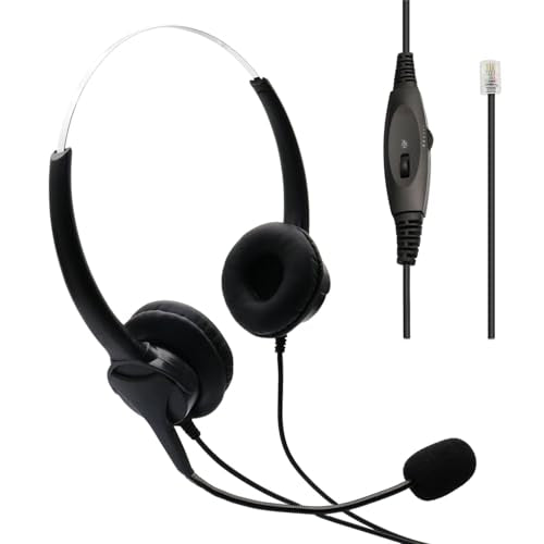 Dual Ear RJ9 Phone Headset for Cisco Office Phones, Corded Telephone Headset with Microphone Noise Cancelling & Mute Switch for Cisco Phones 6941 7811 7821 7841 7861 7940 7961 7965 8811 8841