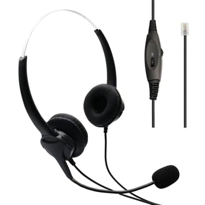 Dual Ear RJ9 Phone Headset for Cisco Office Phones, Corded Telephone Headset with Microphone Noise Cancelling & Mute Switch for Cisco Phones 6941 7811 7821 7841 7861 7940 7961 7965 8811 8841