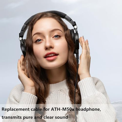 Replacement ATH-M50x Cable Aux Cord Compatible with Audio Technica ATH-M40x, ATH-M50x, ATH-M70x, ATH-M60x, 2.5mm to 3.5mm Headphones Audio Cord with 6.35mm Adapter, 6.6FT