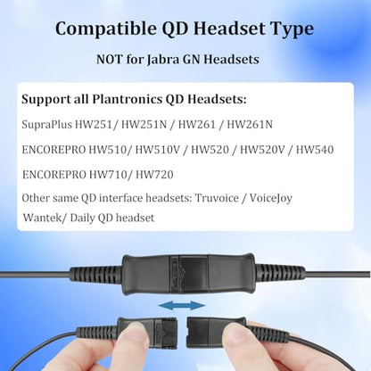 USB Headset Adapter Quick Disconnect QD Cable to USB A Plug Adapter