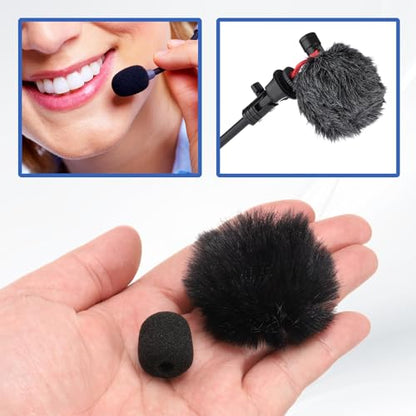 MECCANIXITY Microphone Cover Mini Furry Windscreen Foam Mic Sponge 5mm with Black Cap for 0.5 to 1.2mm Microphone 1 Set - color: Black, size: 5mm