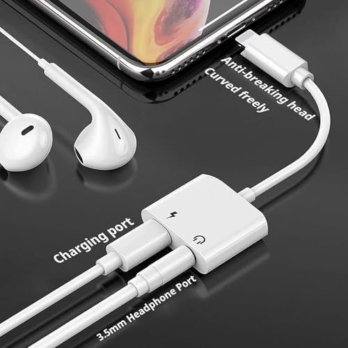 [Apple MFi Certified] iPhone Headphones Fast Charging Audio Adapter | 3Pack 2-in-1 Lightning to 3.5mm Headphone Jack Dongle Splitter,Supports Hi-Res Lossless Sound for iPhone 14/13/12/11/XS - color: White-L3pcs