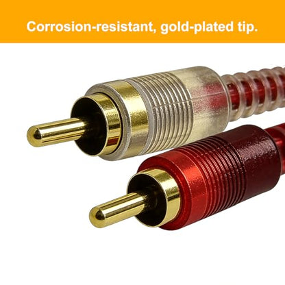 HTDYOO RCA Cables, 2 RCA Stereo Audio Cable - 5 Feet. | Gold-Plated | 2-Male to 2-Male RCA audio stereo subwoofer cable