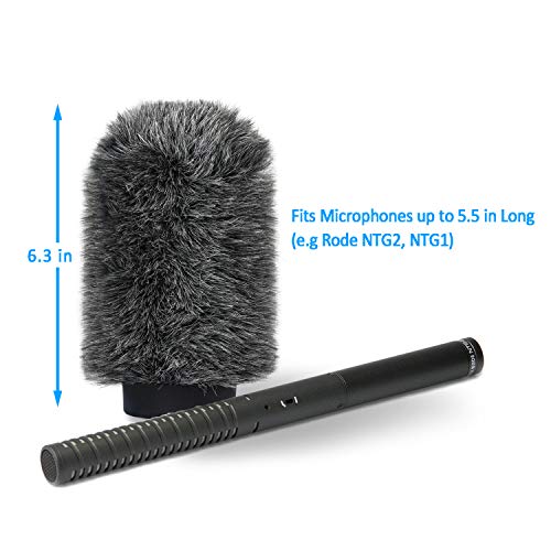 YOUSHARES Deadcat Windscreen for Rode NTG1, NTG2, Audio-Technica AT897 Shotgun Microphones, Wind Muff Up to 5.5" Long - color: 04_Gray