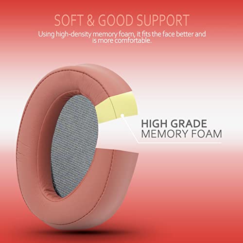 Krone Kalpasmos Replacement Earpads for Sony WH-H900N h.Ear on 2 & Sony MDR-100ABN Headphones, Sony Headphone Cushions Compatible with Sony 900N, Sony WH H900N earpads with Soft Foam Leather,Light Red - color: Light Red