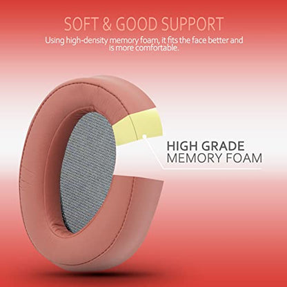 Krone Kalpasmos Replacement Earpads for Sony WH-H900N h.Ear on 2 & Sony MDR-100ABN Headphones, Sony Headphone Cushions Compatible with Sony 900N, Sony WH H900N earpads with Soft Foam Leather,Light Red - color: Light Red
