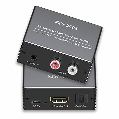 RCA & 3.5mm to Optical & HDMI Audio Converter, HDMI Switch 2 in 1 Out