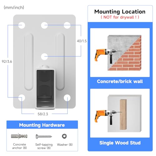 suptek Dual Side Clamping Bookshelf Speaker Wall Mounting Bracket for Large Surrounding Sound Speakers, Hold Up to 55 lbs, White (SPM201W) - size: Standard--white