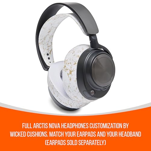 WC HeadbandZ Arctis Nova - Upgraded Silicone Headband for Arctis Nova Headsets by Wicked Cushions - Enhanced Flexibility, Comfort, and Style with Matching Earpad Designs | Gold Marble - color: Gold Marble