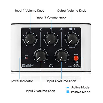 Mini Stereo 4 Channel Line Mixer Headphone Monitoring Club Live Studio Recording