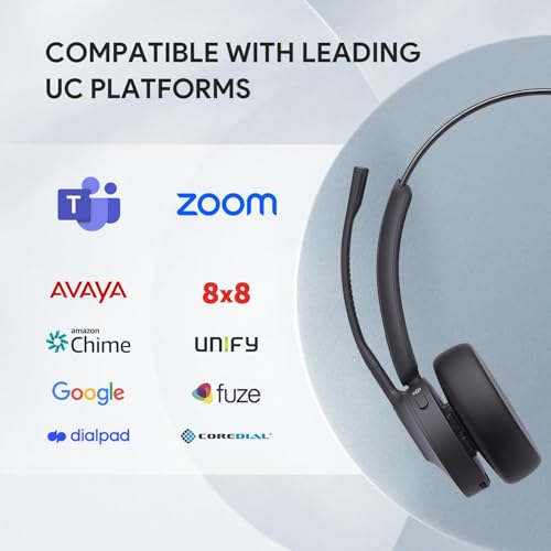 Yealink BH70 Mono UC Compatible with Charging Stand, Wireless Bluetooth Headset with Microphone for Work, up to 35h Talking Battery Life, 3-Mic Noise Cancellation Headsets for Computer