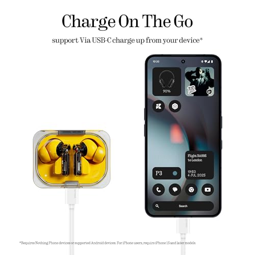 Nothing Ear (a) Wireless Earbuds, 45dB Hybrid Noise Cancelling Earbuds, Hi-Res Audio, Advanced Equaliser, Dual Connect, 6 Mics, 42.5H Playtime Ear Buds Wireless Bluetooth, Yellow - color: Yellow