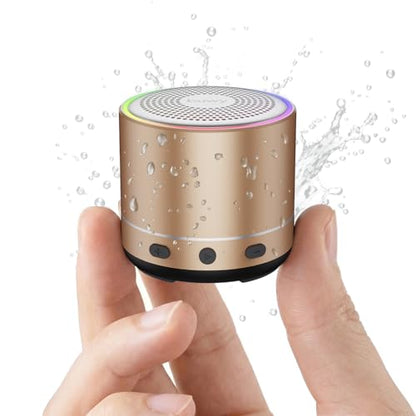 Mini Bluetooth Speaker, 2026 Ultra-Light Mini Bluetooth Speaker, IP7 Waterproof Brief Design, Small Shower Travel Speaker for Outdoor, 8H Playtime, Perfect for Phone/PC/Tablet & Gift Golden - color: Golden