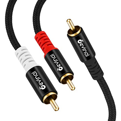 RCA Y Cable, RCA/Phono Y Splitter, RCA 1 Male to 2 Male Y Adapter, Male/Male Subwoofer Cable Gold Plated for subs/amps/Hi-Fis/Home Theater/receivers 6.5Feet/2M - size: 2 Meters