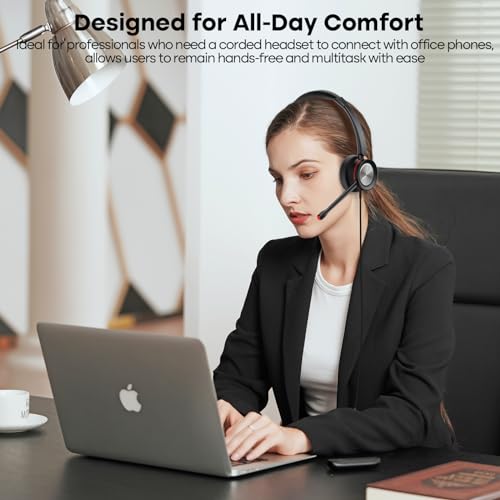 MKJ RJ9 Telephone Headset with Microphone Noise Canceling for Cisco Phone | Corded Dual Ear Call Center Headphone Compatible with Cisco Phone 7821 7841 7941G 7942G 7945G 7960G 7975G 8841 8865 9975