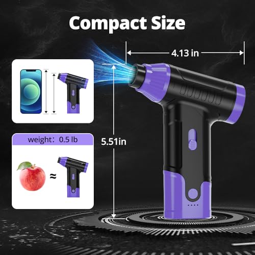 Compressed Air Duster Keyboard Cleaner, Electric Air Blower (Purple) | Cleaning Kit 150,000 RPM Mini Duster Spray for Dusting PC, Car, and Vacuum - color: Purple
