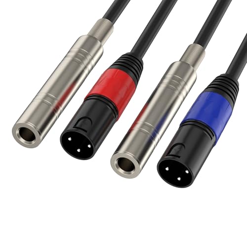 1/4“(6.35 mm) Female to XLR Male 3-Pin Socket Audio Cord, 1.1 Foot, 2 Packs, 6.35mm TRS/TS to XLR Male Adapter, High-Purity 4N OFC Conductors, for Audio Electronic Devices - size: 1.1 foot, style: 1/4 female to XLR male