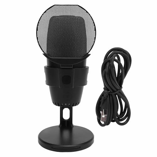 Gaming Microphone, USB PC Noise Cancellation Condenser Mic with Quick Mute for Gaming, Streaming Podcasts Videos Twitch, Discord (Black)