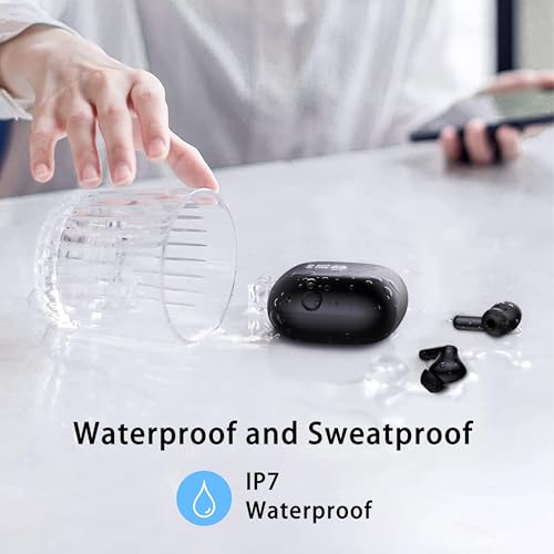 Wireless Earbuds, Bluetooth Ear Buds 5.4 Mini HiFi Stereo with 4 ENC Noise Cancelling Mics Wireless Headphones, in Ear Earphones 40H IP7 Waterproof, USB C, Bluetooth Headset for Sports, Gym, Workout - color: Dark Black