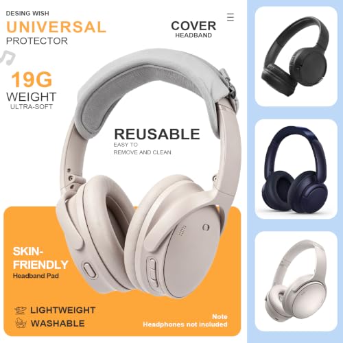 Universal Replacement Headphone Headband Cover, Headband Cushion Pad Cover Compatible with Sony, Bose, Beats, JBL Head Band Protector for Noise Canceling Stereo Headset (Silver Grey) - color: Silver Grey