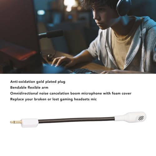 Mic Replacement for BlackShark V2 BlackSharV2 Pro Gaming Headset, 3.5mm Noise Cancelling Game Boom Microphone for BlackShark V2 BlackSharV2 Pro (White) - color: White