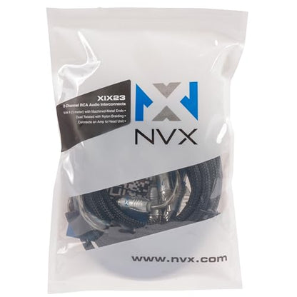 NVX® 9.84 ft (3 Meter) 2-Channel Car Audio RCA Audio Interconnect Cable | Oxygen Free Copper Double Twisted Pair with Shielded Noise Reduction and Split-tip Silver-Plated Machined ends - size: 2 Channel- 10 ft.