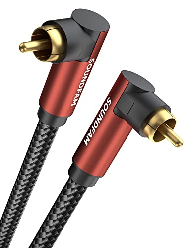 90 Degree Right Angle RCA Subwoofer Cable, Dual Shielded 24K Gold-Plated Coaxial Audio Cable for Home Theater, S/PDIF - [ 10ft/3M, Red, 2 x 90° RCA Plug ] - color: 2 x 90° RCA Plug, size: 10ft/3M