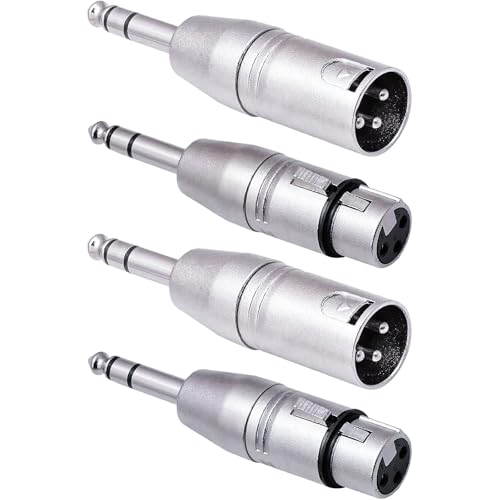 1/4 to XLR Adapter 4 Pack, 1/4" TRS to XLR (2 Pair), 2pcs Male to Male and 2pcs Male to Female, Balanced Quarter Inch 6.35mm Male to XLRMale/Female Adapters for Mixers, Microphones, Amplifiers - size: 2PX2 (Male to Male, Male to Female), style: 1/4" TRS t