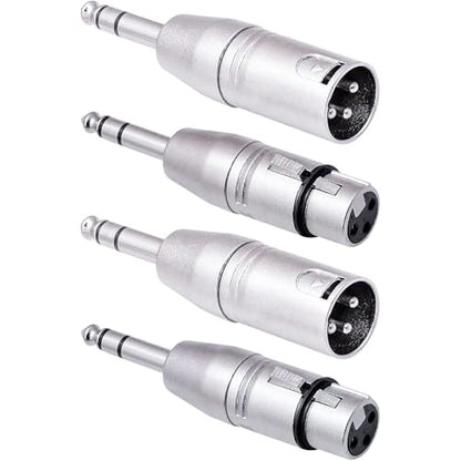1/4 to XLR Adapter 4 Pack, 1/4" TRS to XLR (2 Pair), 2pcs Male to Male and 2pcs Male to Female, Balanced Quarter Inch 6.35mm Male to XLRMale/Female Adapters for Mixers, Microphones, Amplifiers - size: 2PX2 (Male to Male, Male to Female), style: 1/4" TRS t