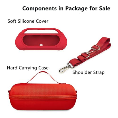 Silicone Cover and Hard Carrying Case for Beats Pill 2024 Bluetooth Speaker | Protective Cover Case for Beats Pill Speaker Accessories, Scratch-Resistant and Drop-Proof Cover (Red Case) - color: Red Case