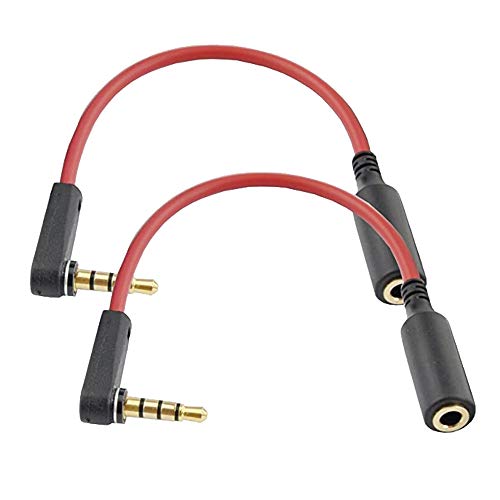 Seadream Audio Extension Cable 2Pack 6 inch 4-Pole 3.5mm Male Right Angle to Female Stereo Audio Cable Headset Headphone Extension Cable Replacement for Beats Dr. Dre Studio iPhone - color: Red