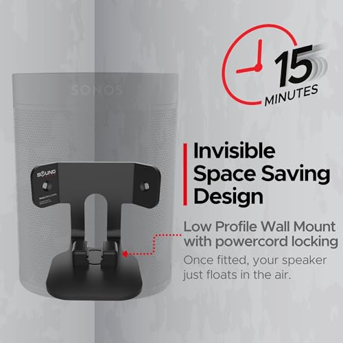 Sound Bass ONE Corner Wall Mount Bracket - Low Profile, Black, Single (1pc) | Compatible with Sonos ONE, ONE Gen 2, ONE SL & PLAY1 Speaker, Fixed Position, Single (1pc), Designed In The UK - color: Black