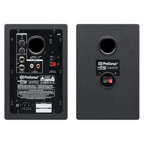 PreSonus Eris E3.5 BT Bluetooth Studio Monitor Pair Bundle with XLR and TRS Cables, and Austin Bazaar Polishing Cloth - size: Bundle w/ Cables, style: E3.5 BT