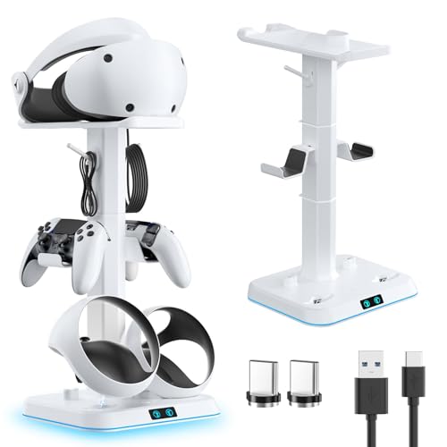 Kosker PSVR 2 Charging Stand & Headset Stand, for Meta Quest 2/3/3S - color: updated white