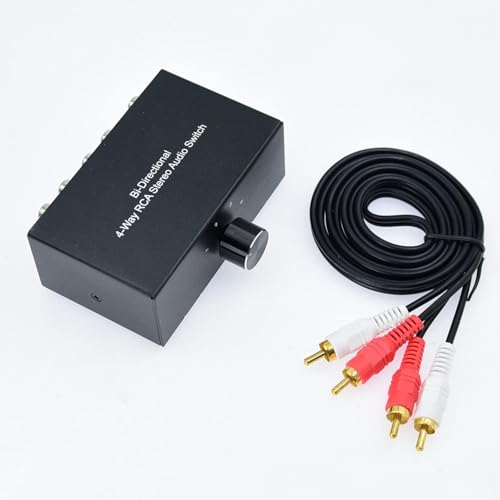 No Noise 4 Way 1 in 4 Out or 4 in 1 Out Audio Sound selector RCA Female Stereo 4 Channel Splitter switcher Box Switching No External Power - size: 4way-rca