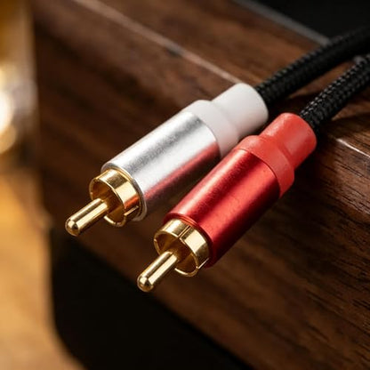 2-Pack 2RCA to 2RCA Audio Cable 1FT, Short Dual RCA Male to Male Stereo Interconnect Connectors for Subwoofer, Amplifier, Speaker and Turntable - color: black