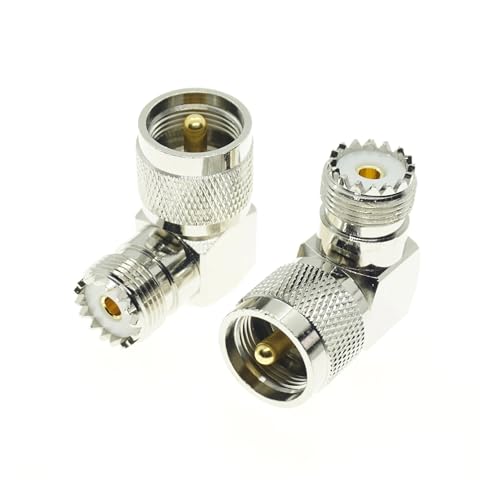 UHF Male Female to UHF Male Female Connector PL259 to SO239 T Right Angle 3 Way RF Coax Coaxial Adapter(UHF-JKW) - color: UHF-JKW
