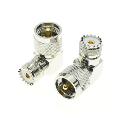 UHF Male Female to UHF Male Female Connector PL259 to SO239 T Right Angle 3 Way RF Coax Coaxial Adapter(UHF-JKW) - color: UHF-JKW