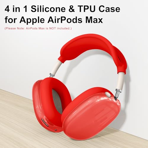 Silicone Case Cover for AirPods Max 2/ AirPods Max Headphones (Red) - color: Clear Red-T