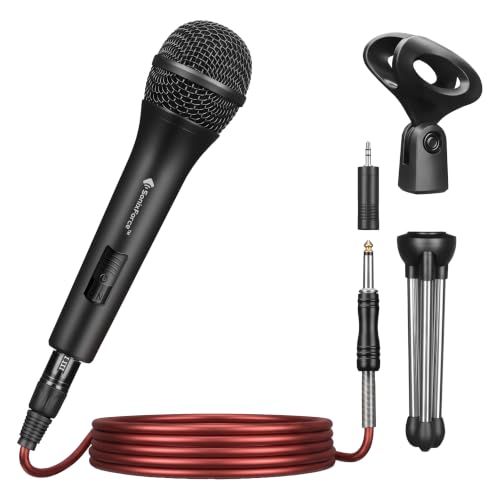 Professional Dynamic Microphone for Singing Karaoke Microphone with 16ft XLR to 1/4'' Audio Cable, Vocal Handheld Mic for Podcast Mixer Amplifier PA System - color: Black