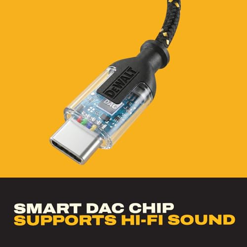 DEWALT Aux to USB C Adapter – 3.5mm to USB C Audio Headphone Dongle