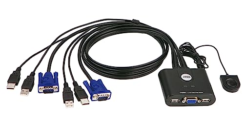 ATEN CS22U 2-Port USB VGA Cable KVM Switch with Remote Port Selector - size: VGA - DDC2B, style: International Version