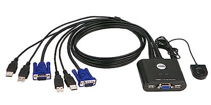 ATEN CS22U 2-Port USB VGA Cable KVM Switch with Remote Port Selector - size: VGA - DDC2B, style: International Version
