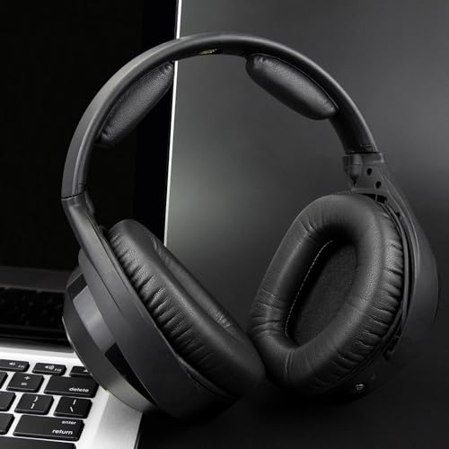 SOULWIT Protein Leather Earpads Replacement for Sennheiser RS165/TR165/RS175/TR175/RS185/TR185/RS195/TR195(RS/TR 165 175 185 195 RF), Ear Pads Cushions for HDR165/175/185/195(HDR 195RF) - Black