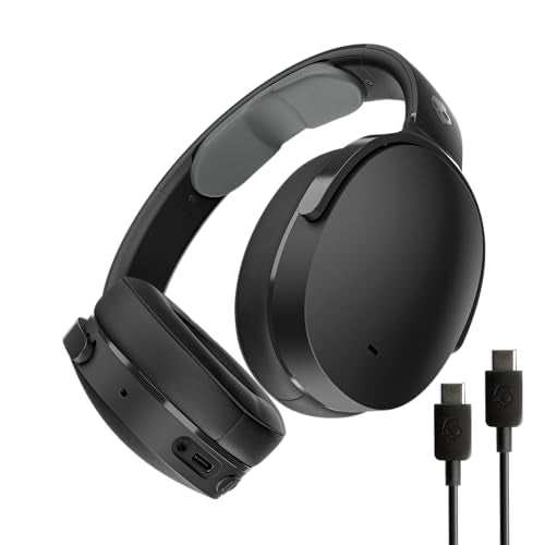 Skullcandy Hesh Evo Wireless Over-Ear Bluetooth Headphones with Extra USB-C Charging Cable, Noise Isolating, 36 Hours Battery, Foldable Lightweight Design, Microphone for iPhone Android - True Black - color: True Black, size: One Size
