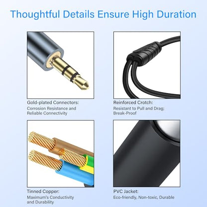 3.5mm to 2 RCA Audio Cable 1/8 to Dual RCA Adapter Audio Y Splitter Cable Gold Plated Plug 3.5mm Male Jack to 2 RCA Male Stereo Audio Cable for Tablet Laptop Headset 0.98FT(2pcs) - style: 3.5 male