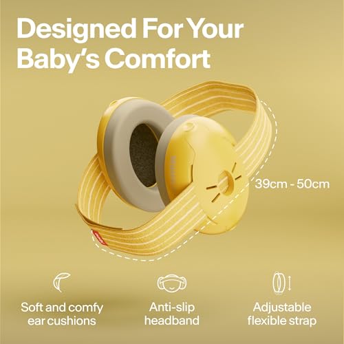 Alpine Muffy Baby Ear Muffs Noise Protection | Toddler Ear Protection | For babies up to 4 years | 24dB Sound Reduction | Baby Hearing Protection | Noise Reduction | Baby Essentials New Mom Gifts - color: Yellow